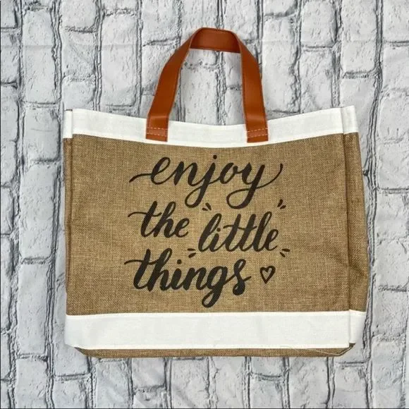 “Enjoy The Little Things” Straw Tote Bag - Picture 5 of 6